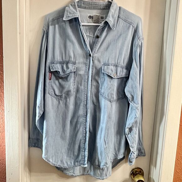 Vintage UNION BAY - Mens Denim Button Up Shirt 2 Front Pockets Size M Y2K - Picture 1 of 7